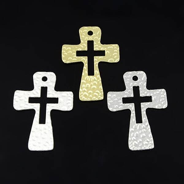 Hammered Cross Alloy Pendants