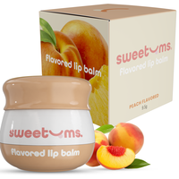 Sweetums Peach Flavored Lip Balm - Hydrating, Fresh Peach Taste with Built-in Mirror & Applicator for Effortless Use - Skinca...
