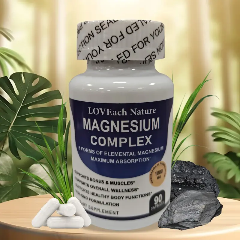 LOVEach Magnesium Complex 8 Essential Magnesium Supplement Fitness Edible Supplement Calming 90 Capsules  Bone and Brain Hea...