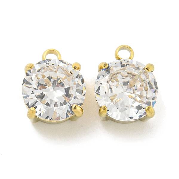 PVD Vacuum Plating Real 18K Gold Plated 304 Stainless Steel Cubic Zirconia Pendants