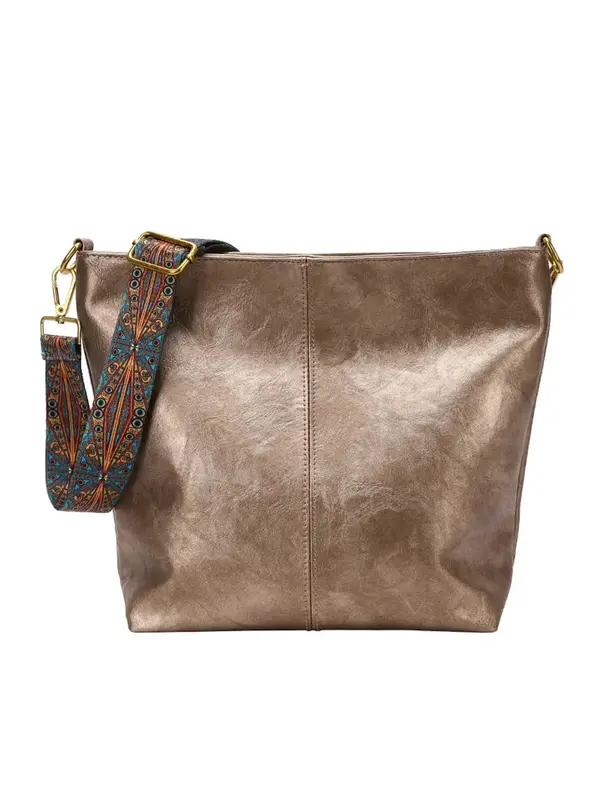 Women's Fashionable PU Leather Crossbody Bag, Vintage Geometric Strap Hobo Bag with Zipper, Large Capacity Shoulder Bag for D...