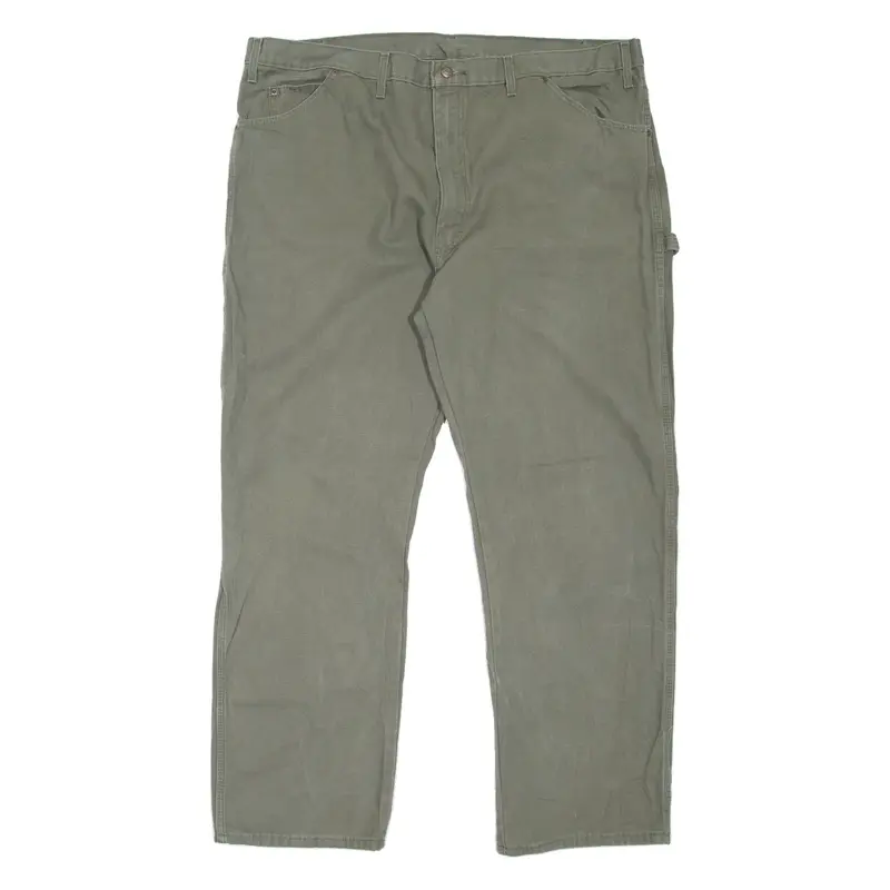 DICKIES Carpenter Workwear Mens Trousers Green Regular Straight W44 L32