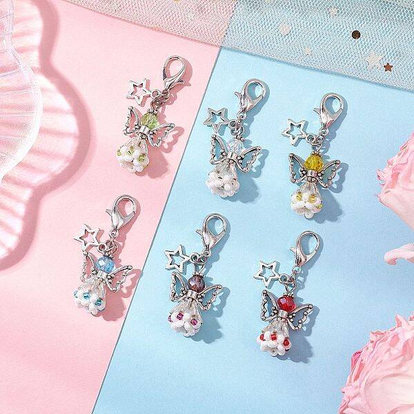 Angel Glass Beaded & Alloy Pendant Decorations