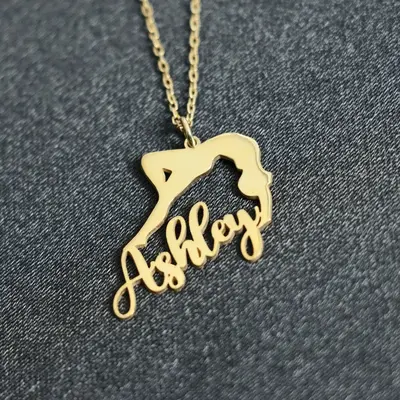 Personalized Gymnast Necklace, Gymnastics Name Charm, Dance Student Gift, Personalized Name Necklace, Summer Sports Jewelry, ...
