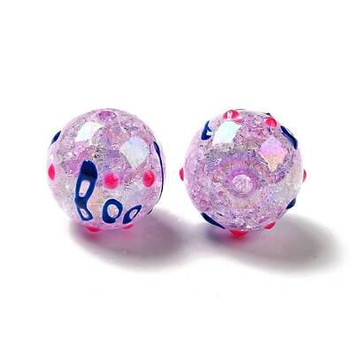 AB Color Transparent Crackle Acrylic Round Beads