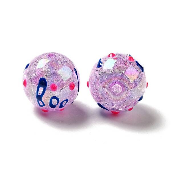 AB Color Transparent Crackle Acrylic Round Beads
