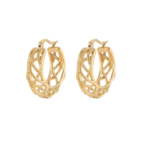 Elegant Fashion Hollow Out Round Zircon Stud Earrings for Women