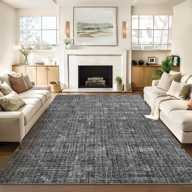 Garvee Washable 5x7 Area Rug Solid Color Low Pile Non-Slip Polyester Durable Stain Resistant Modern Living Room Bedroom Dinin...