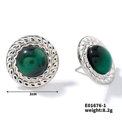 Cute Flat Round Cat Eye Stud Earrings for Summer