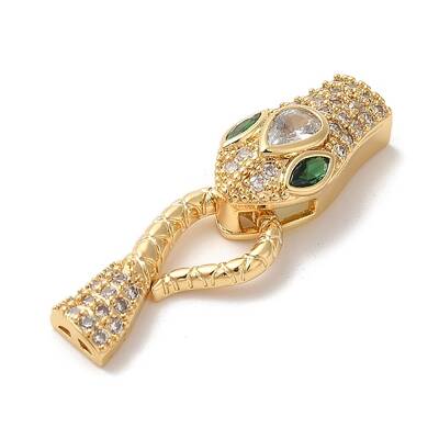 Snake Brass Micro Pave Cubic Zirconia S Hook Clasps