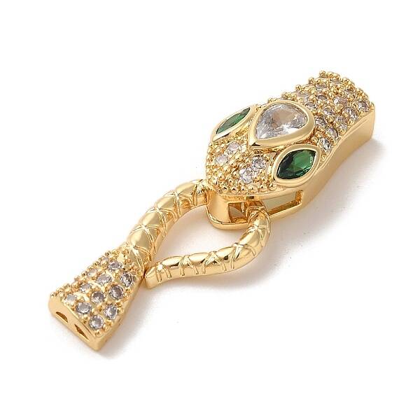 Snake Brass Micro Pave Cubic Zirconia S Hook Clasps
