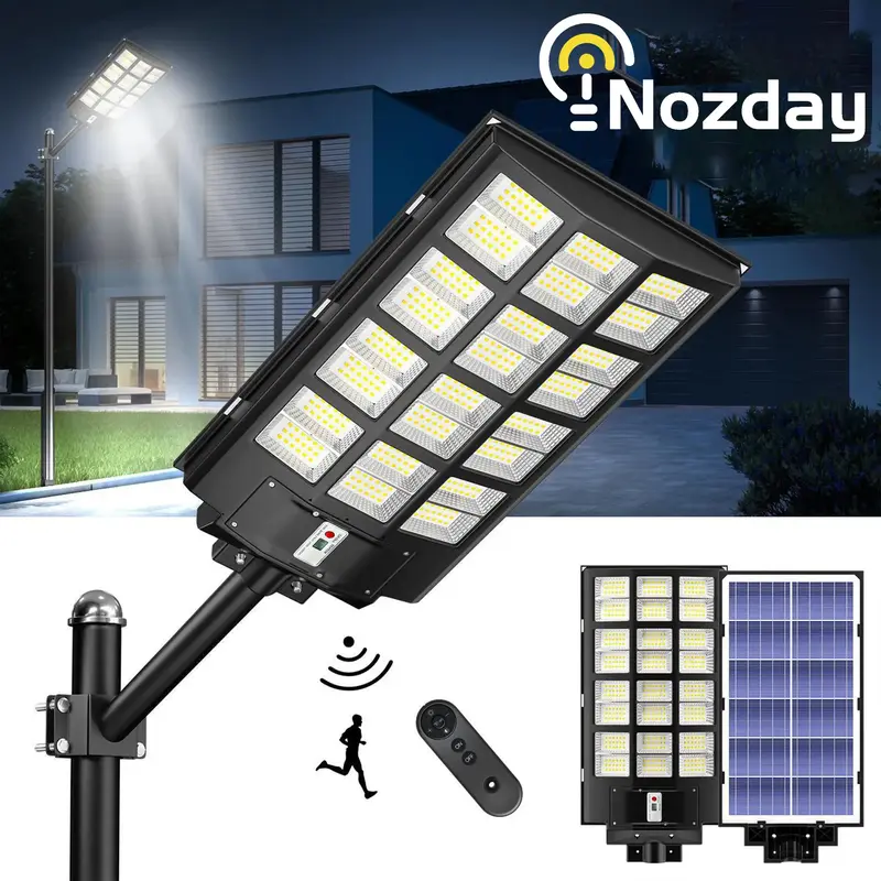 Nozday 9800W MAX  IP67 Solar Street Lights Outdoor,6500K 480000LM Highest Lumen Solar Parking Lot Lights,Waterproof Duks to D...