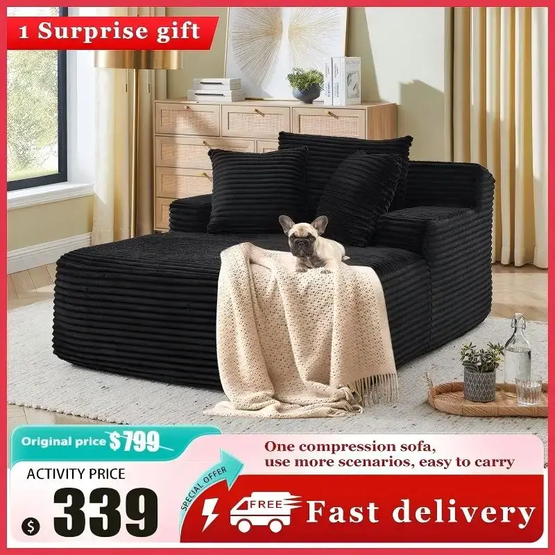 Niccae 64.96 Inch Oversized Lounge Chair, Cloud Comfy Couches Sofa Beds, Chaise Lounge Reading Chairs for Bedroom with Double...