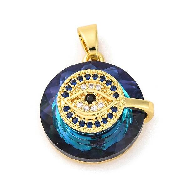 Brass Pendants with Cubic Zirconia and Glass