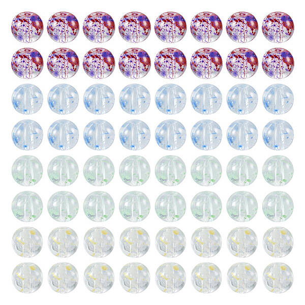 200Pcs 4 Colors Baking Painted Transparent Glass Bead Strands