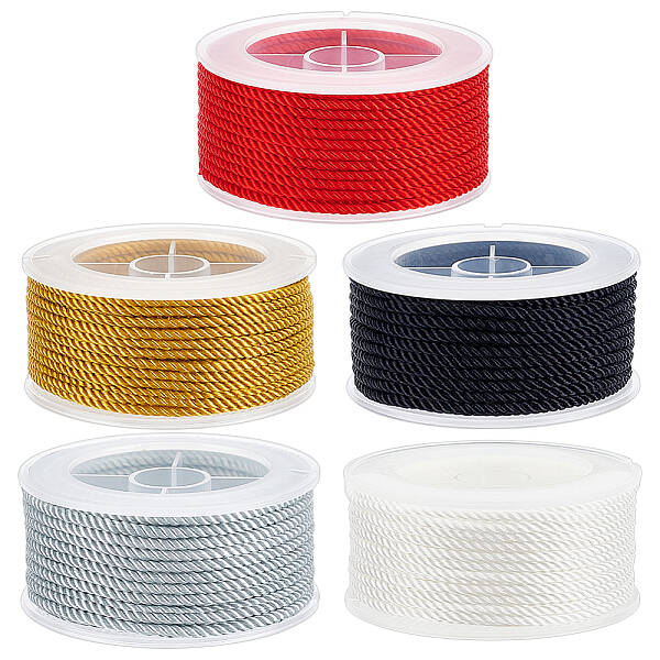 5Rolls 5 Colors 3-ply Nylon Milan Cord