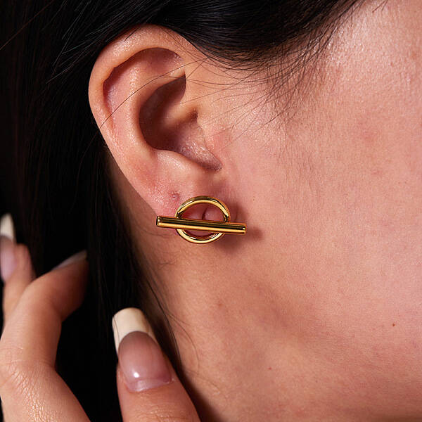 Stainless Steel Flat Round Irregular Stud Earrings