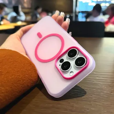 Matte Magnetic Case for iPhone 17 Pro Max Air 16 15 14 13  12 11 Plus Compatible with MagSafe, Pink Transparent Clear Advance...