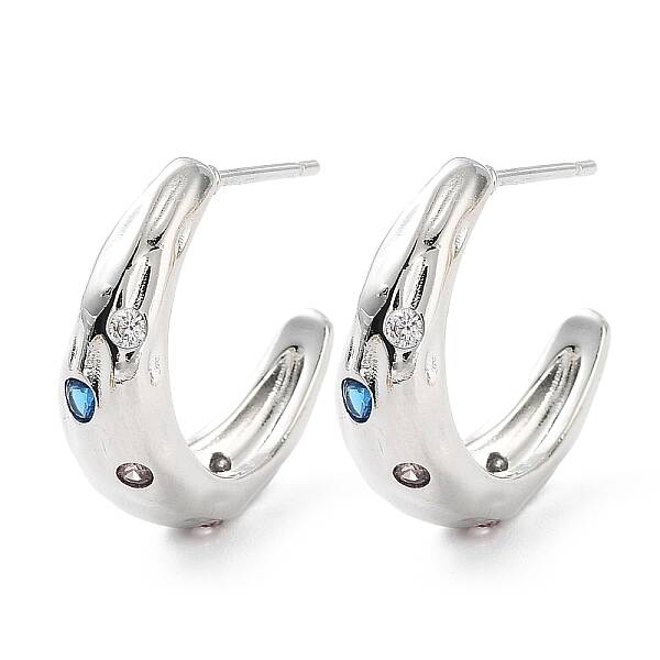 Rack Plating Brass Micro Pave Cubic Zirconia Stud Earrings for Women