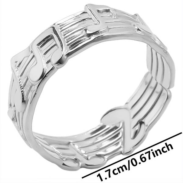 Stainless Steel Music Note Open Cuff Ring for Unisex