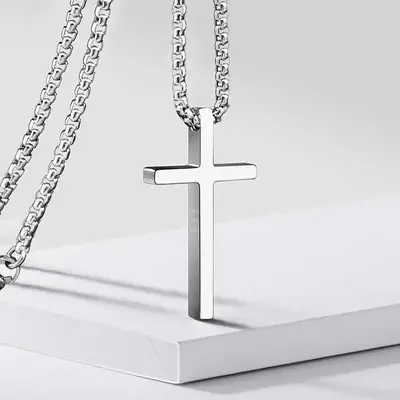 Silver cross necklace daily wear gift men's necklace women's necklace