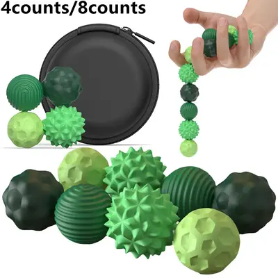 Ball Fidget Toy, 4/8 Counts Silicone Ball, Elastic Silicone Ball, Stress Relief Toy for Adults & Teens, Silicone Ball Set