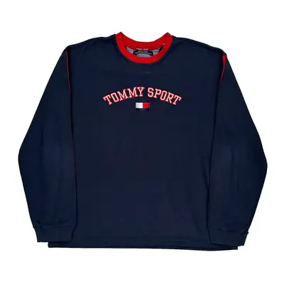 Tommy Jeans Spellout Sweatshirt - XL Navy Polyester Blend