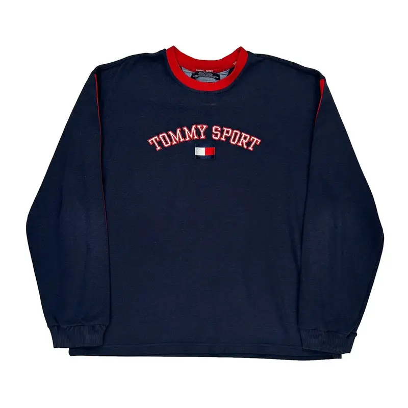 Tommy Jeans Spellout Sweatshirt - XL Navy Polyester Blend