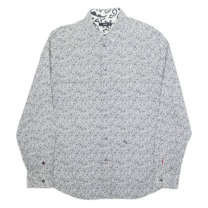 DIESEL Mens Shirt White Paisley Long Sleeve L