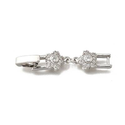 Brass Micro Pave Clear Cubic Zirconia Fold Over Clasps
