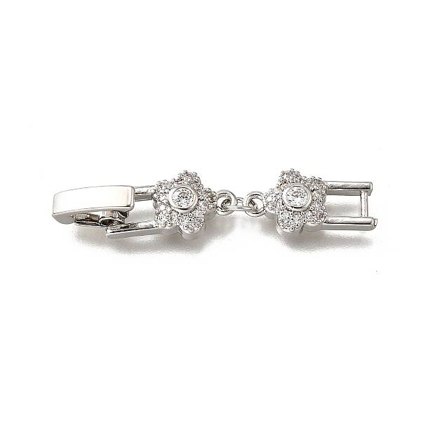 Brass Micro Pave Clear Cubic Zirconia Fold Over Clasps
