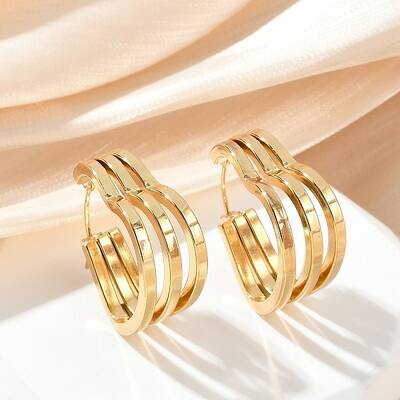 Heart 304 Stainless Steel Hoop Earrings
