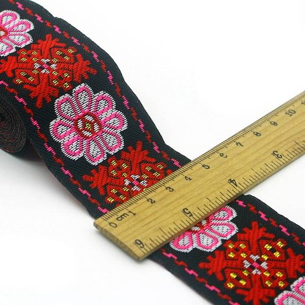 Flat Ethnic Style Embroidery Polyester Ribbons