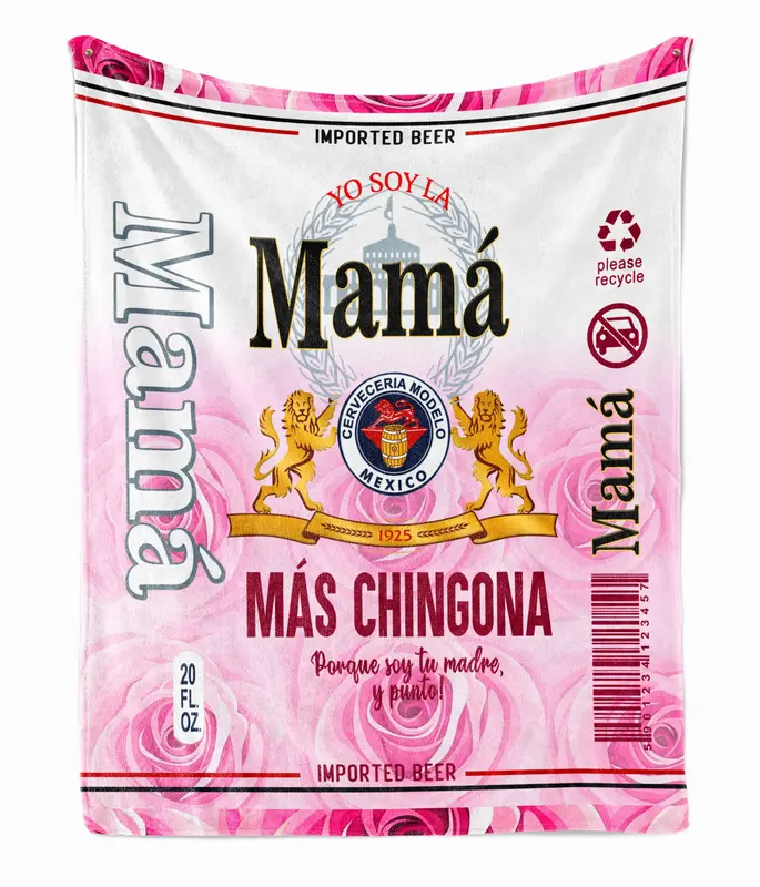 M0delo Especial Beer La Mamá Más Chingon Cozy  Fleece Sherpa Blanket, Dia De Las Madres UltraSoft Micro Fleece Blanket, Mot...