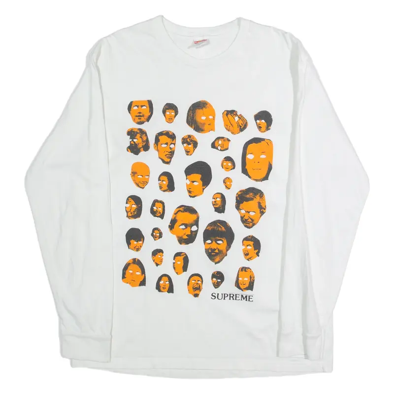 SUPREME Faces Mens T-Shirt White Long Sleeve L