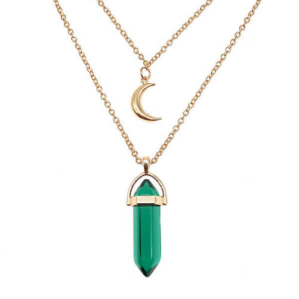 Dyed Natural Jasper Cone Pendant Double Layer Necklace