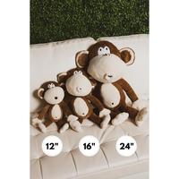 Bobby Jack Plush Monkey - 16in Plush Toy with Brown and Cream Color Design, Soft and cuddly Texture