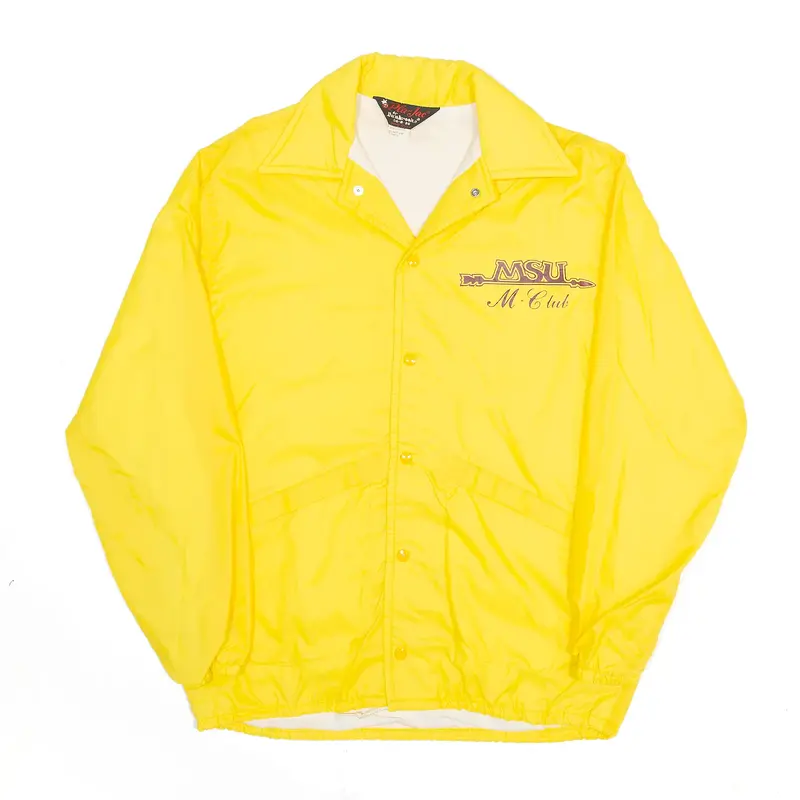 PLA-JAC Michigan State University Yellow 90s USA Coach Jacket Mens S