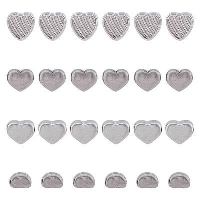 24Pcs 4 Style 304 Stainless Steel Beads