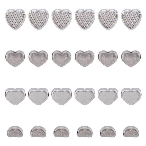 24Pcs 4 Style 304 Stainless Steel Beads