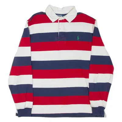 POLO RALPH LAUREN Mens Polo Shirt Red Striped Long Sleeve XL