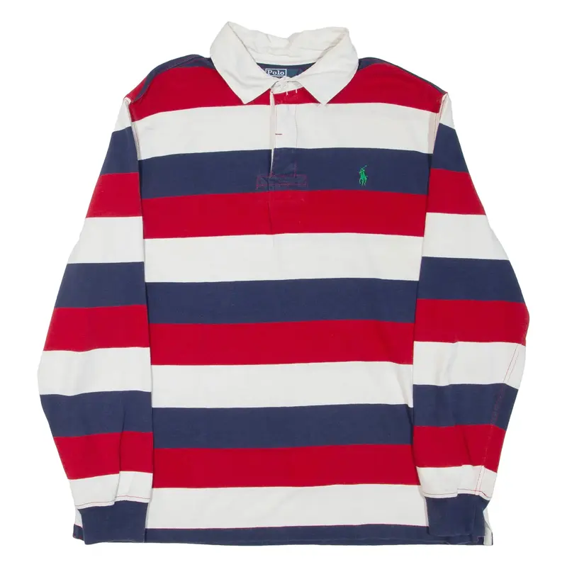 POLO RALPH LAUREN Mens Polo Shirt Red Striped Long Sleeve XL