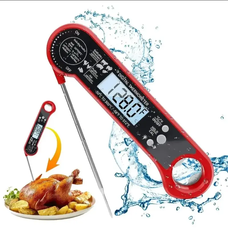 Meat Thermometer, Digital LCD, Bottle opener, Reading Rotated Automatically, Accurate Instant Read Magnetic Waterproof Grill ...