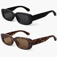 2PCS  Rectangle Sunglasses for Women Retro Driving Glasses 90’s Vintage Fashion Narrow Square Frame