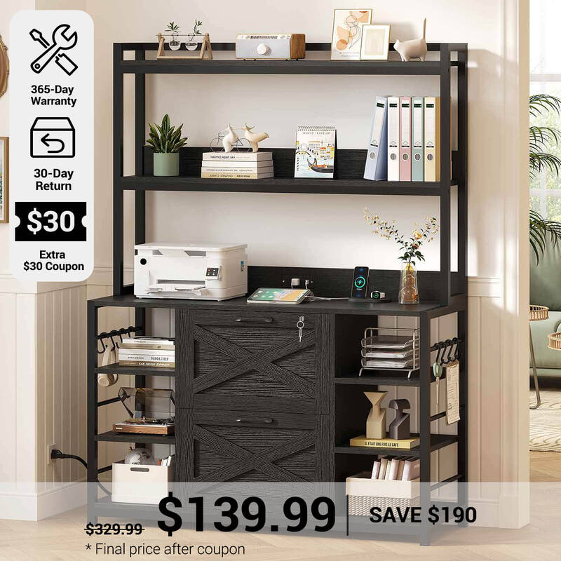 SEDETA | Vertical File Cabinet with Lock and Open Shelf for Home Office Black Home Office Furniture