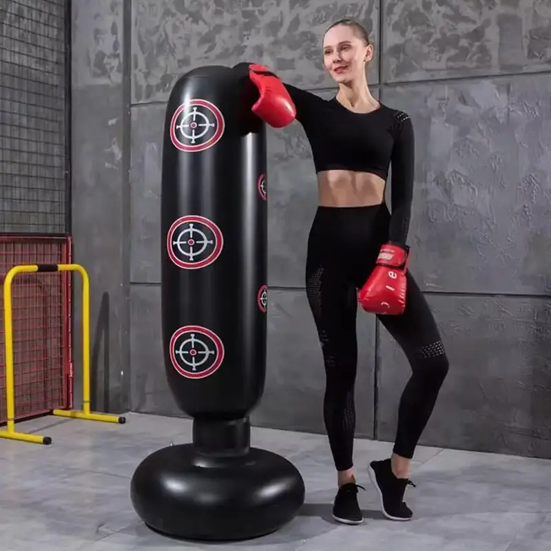 Inflatable Punching Bag, Tumbler Boxing Column for Fitness, Inflatable Boxing Column for Adults, Exercise Equipment Boxing Ac...