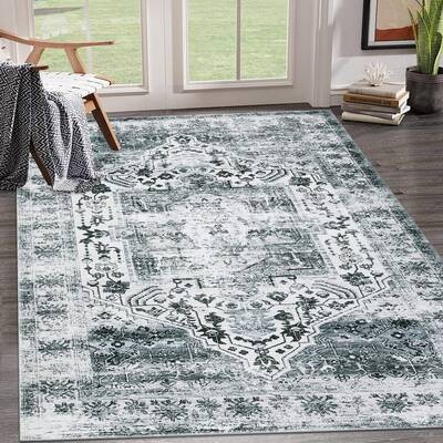 Garvee Large Area Rug 10x13 Washable Rug for Living Room Vintage Oriental Medallion Rug Non Slip Low Pile Ultra Soft Rug Stai...