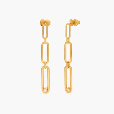 Gold Vermeil Paper Clip Drop Earrings for Women