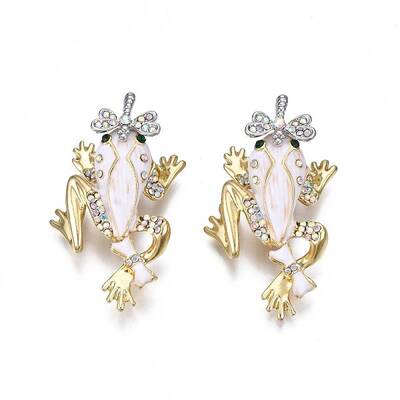 Frog Enamel Pin with Rhinestone