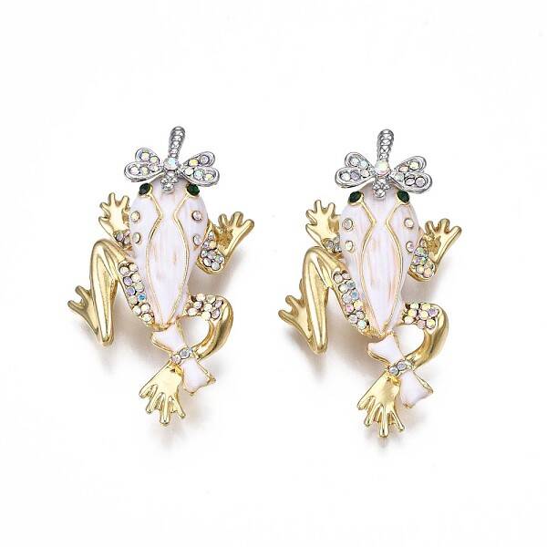 Frog Enamel Pin with Rhinestone